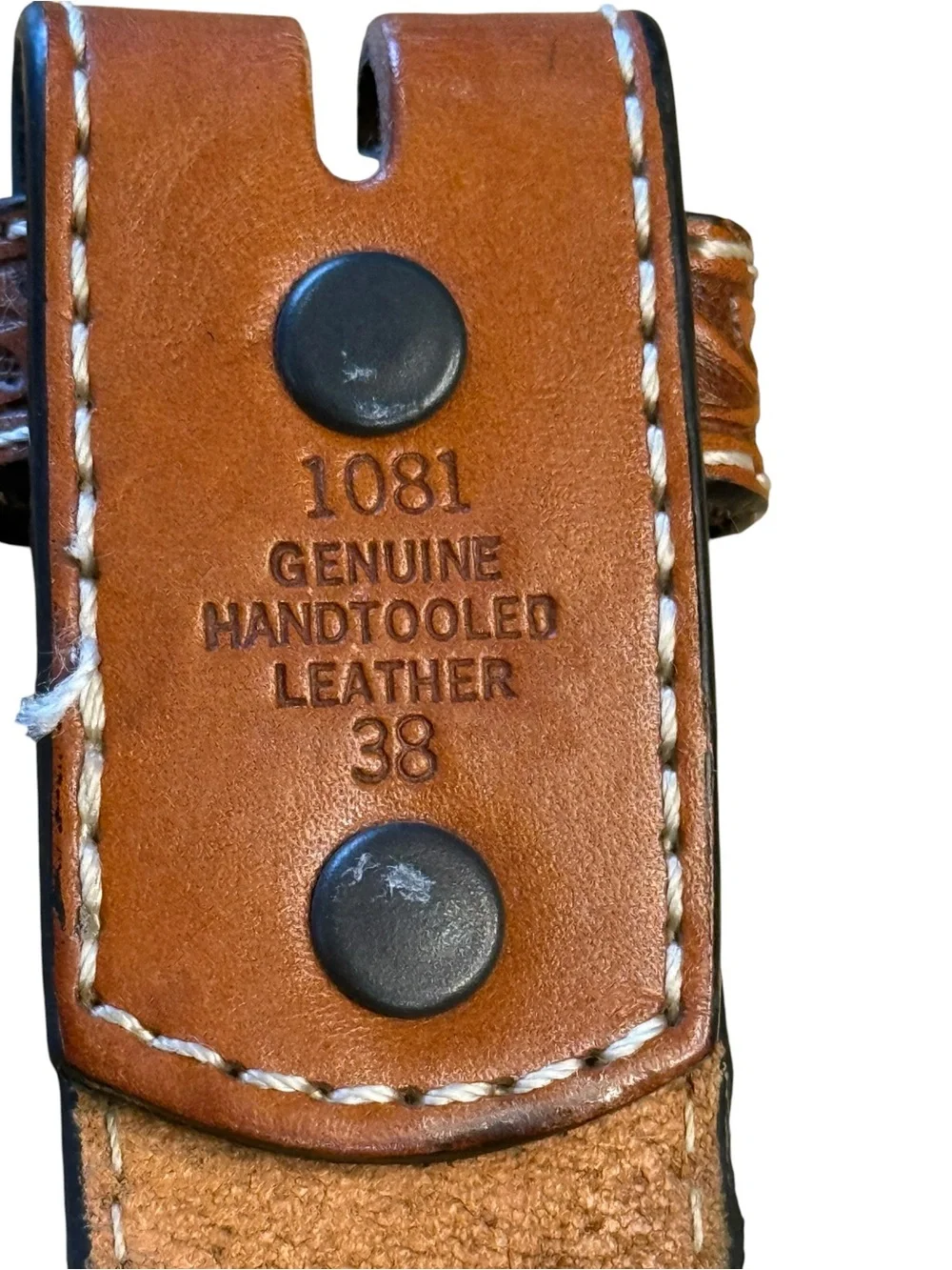 3D Men’s 38 Tooled Brown Leather Belt Only Hand Tooled Ends